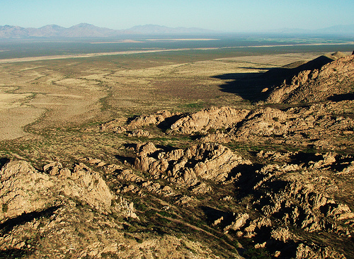 The rugged Peloncillo Mountains, one of two ranges that run through Malpai country at the Mexican border. Photo by BAlvarius